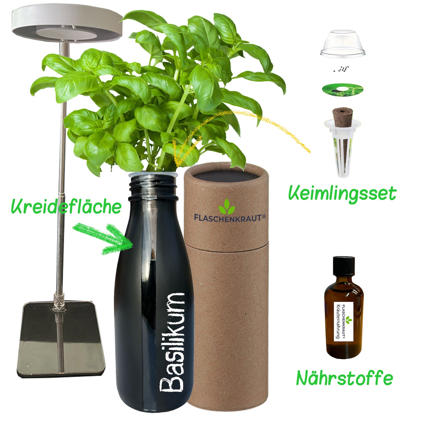 Mini Hydroponik Indoor Farm für Basilikum Starterset